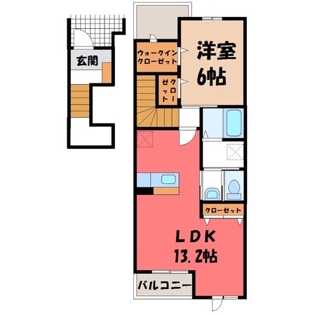 栃木駅 バス8分  成都酒家前下車：停歩4分 2階の物件間取画像